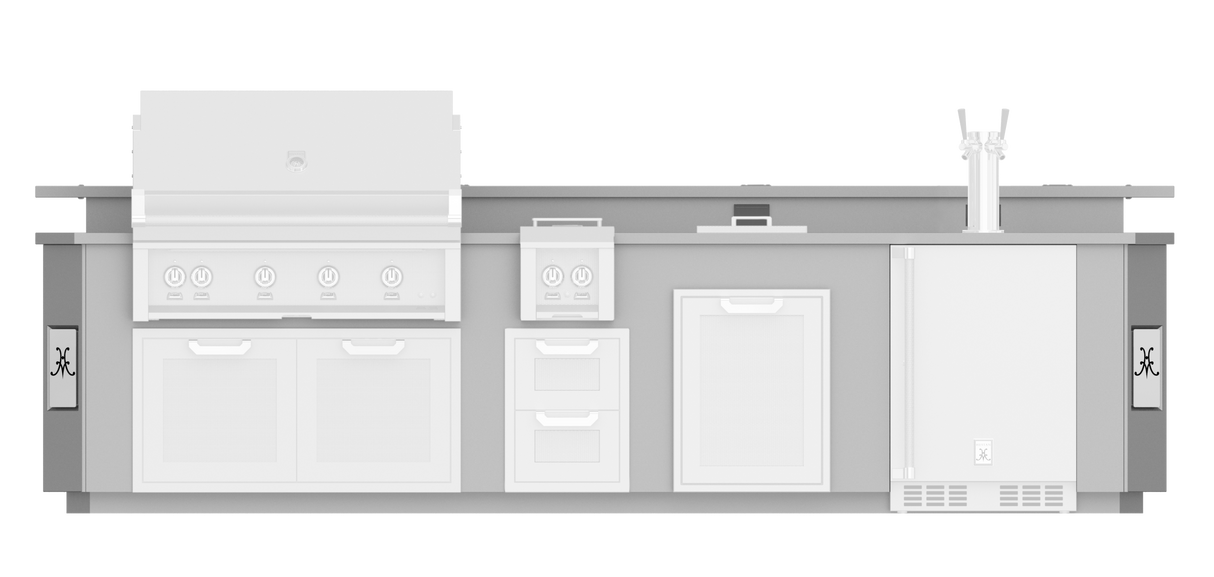 Hestan 12"Foot, With Grill, Outdoor Living Suite with Side Burner, Beer Dispenser and Bar - GESDB12