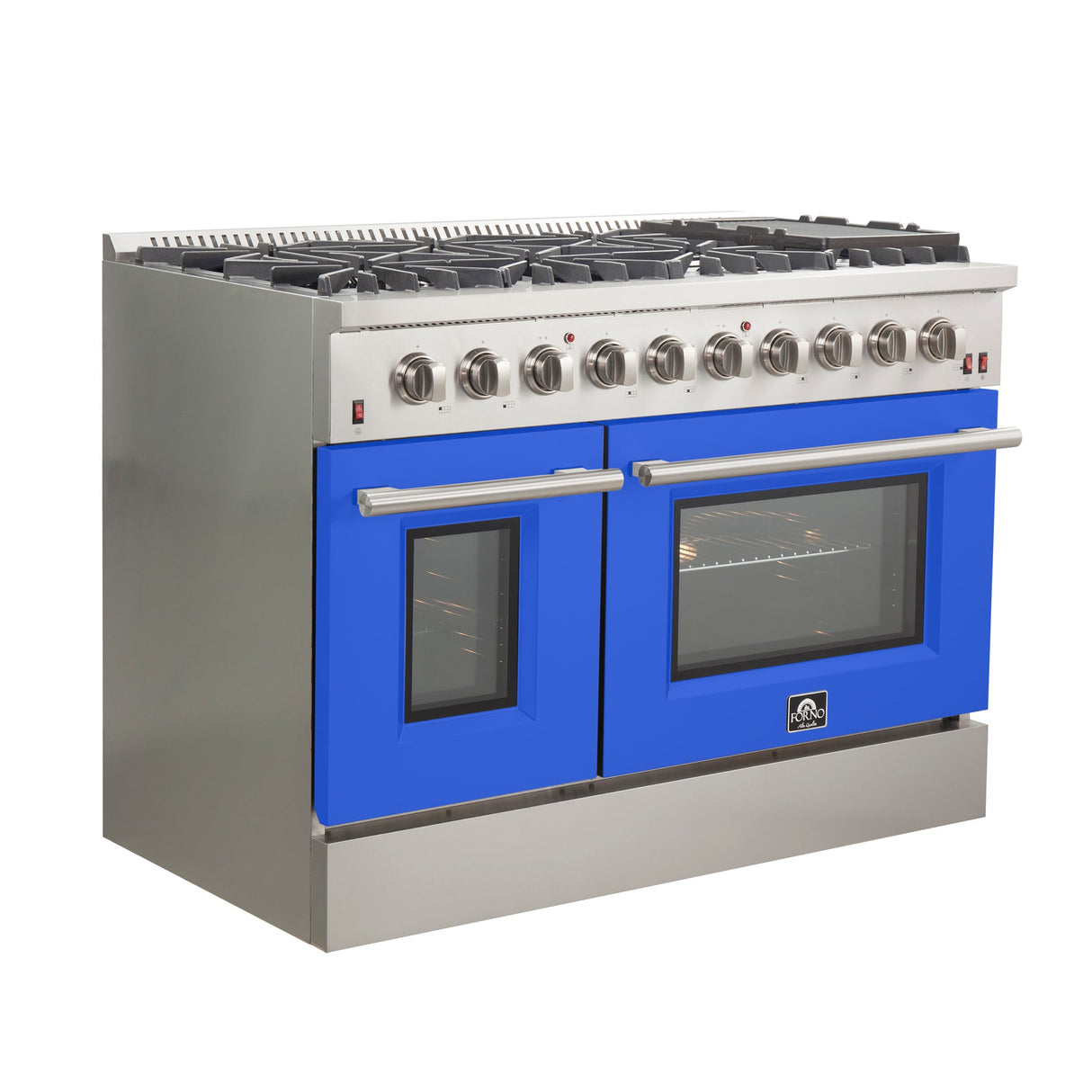 Forno Galiano 48-Inch Freestanding Gas Range, 8 Burners, with Color Doors