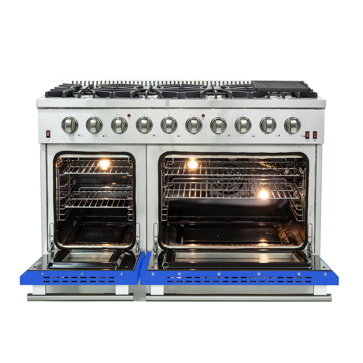 Forno Galiano 48-Inch Freestanding Gas Range, 8 Burners, with Color Doors
