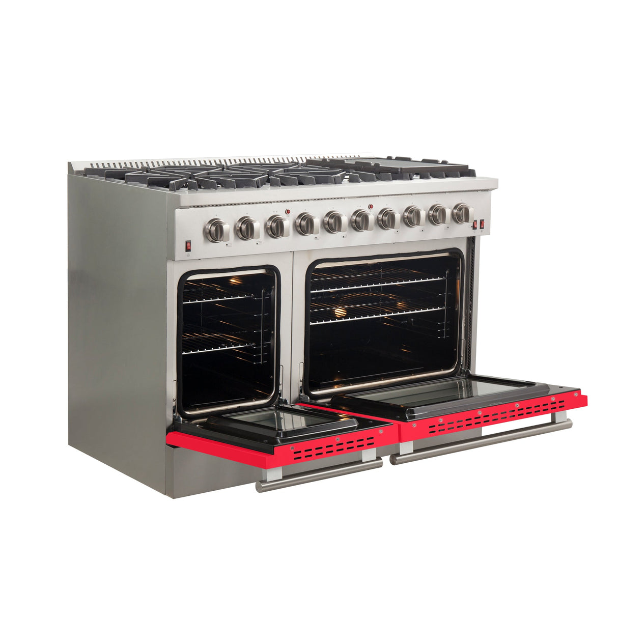 Forno Galiano 48-Inch Freestanding Gas Range, 8 Burners, with Color Doors