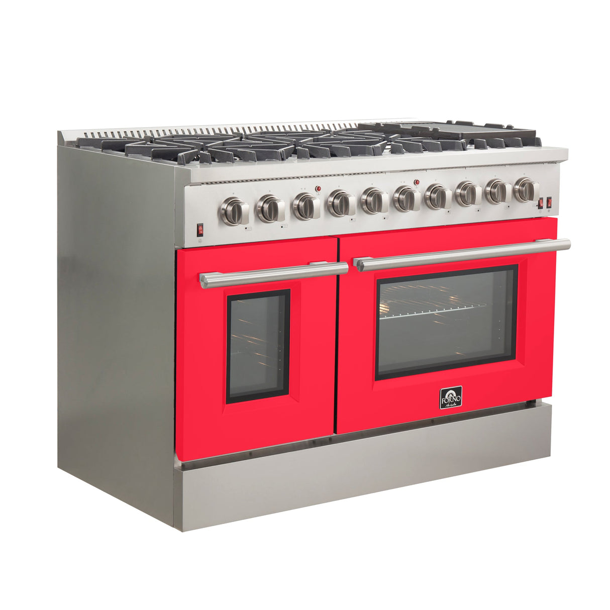 Forno Galiano 48-Inch Freestanding Gas Range, 8 Burners, with Color Doors