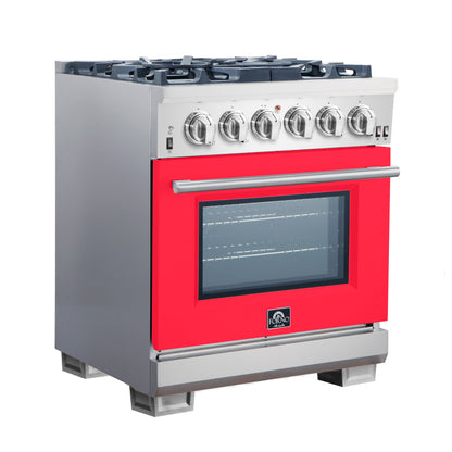 Forno Capriasca 30-Inch Freestanding Gas Range with 4 Burners & Color Door