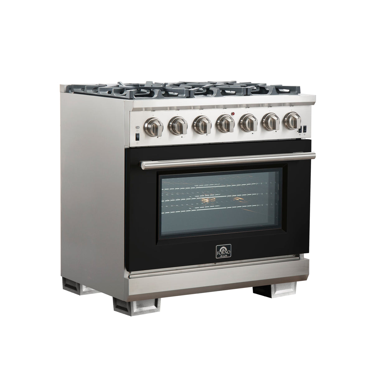 Forno Capriasca 36-Inch Freestanding Gas Range with 6 Brass Burners & Color Door