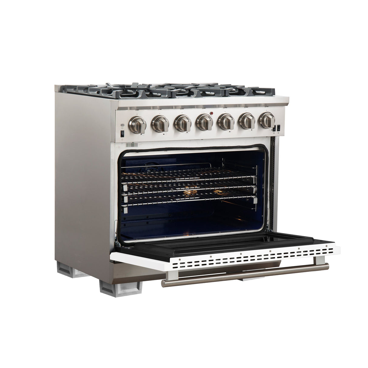 Forno Capriasca 36-Inch Freestanding Gas Range with 6 Brass Burners & Color Door
