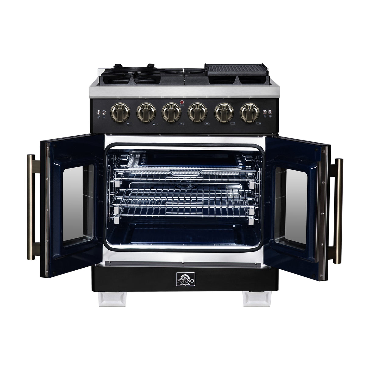 Forno Capriasca Freestanding French Door Gas Range, Convection Oven, Energy Efficient