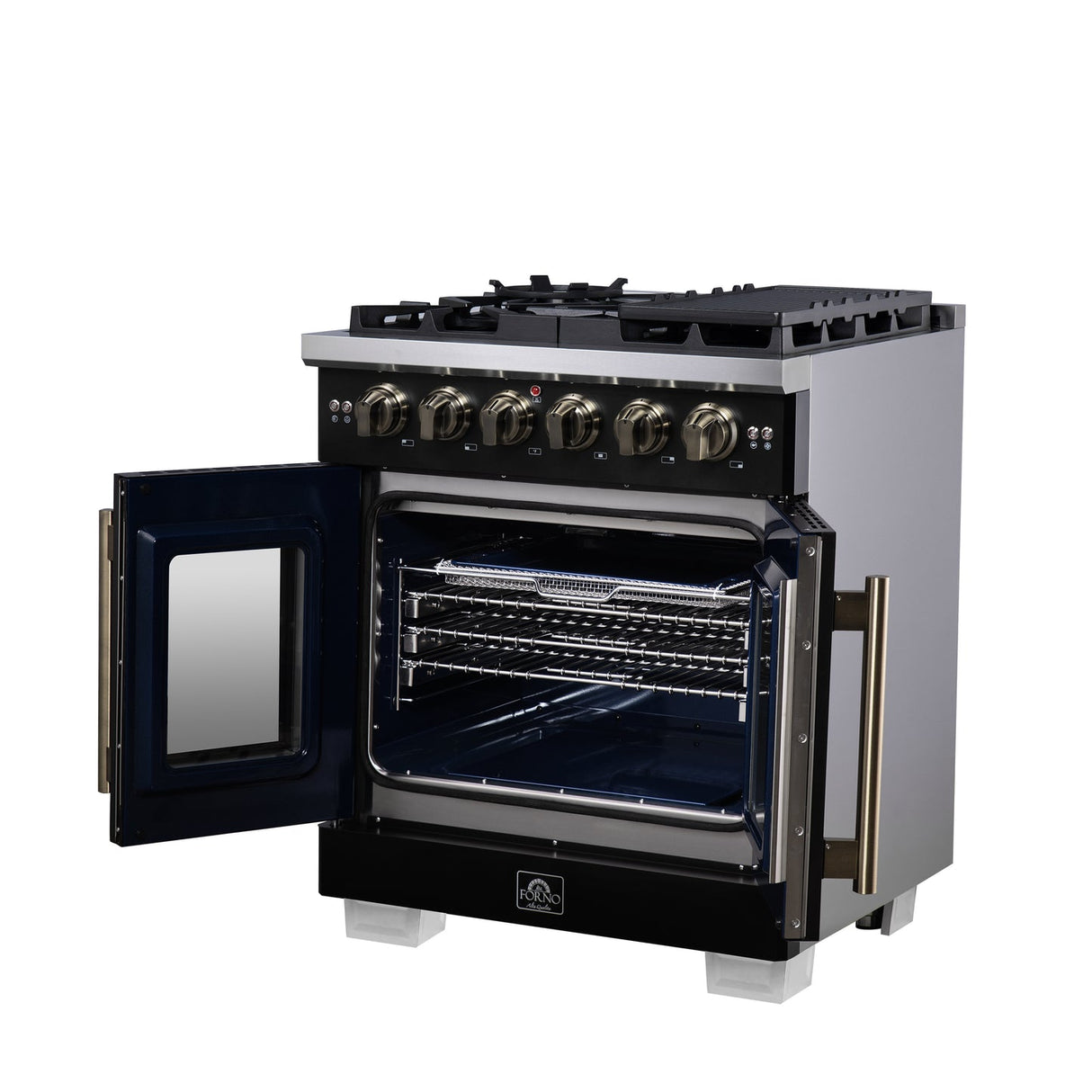 Forno Capriasca Freestanding French Door Gas Range, Convection Oven, Energy Efficient
