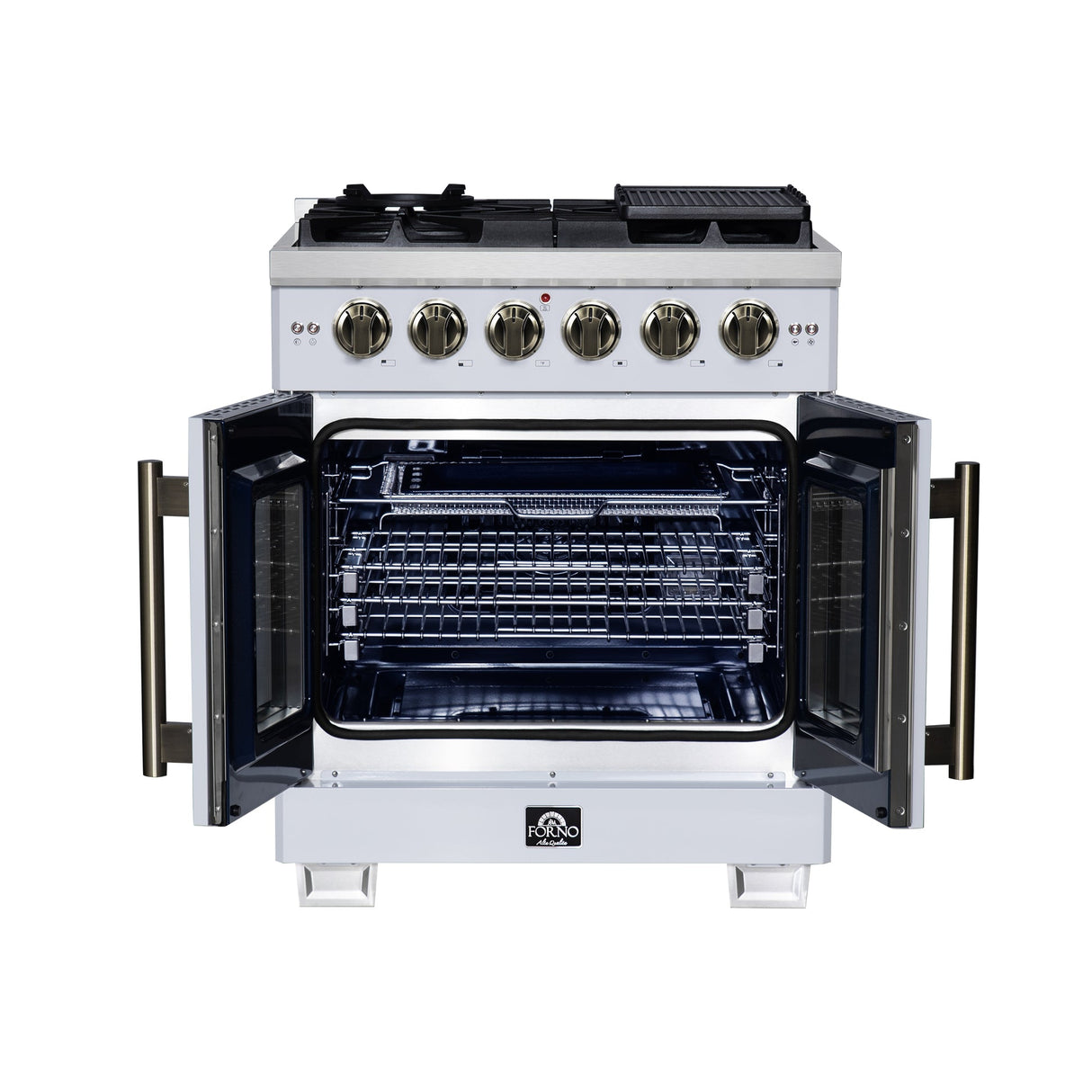 Forno Capriasca Freestanding French Door Gas Range, Convection Oven, Energy Efficient