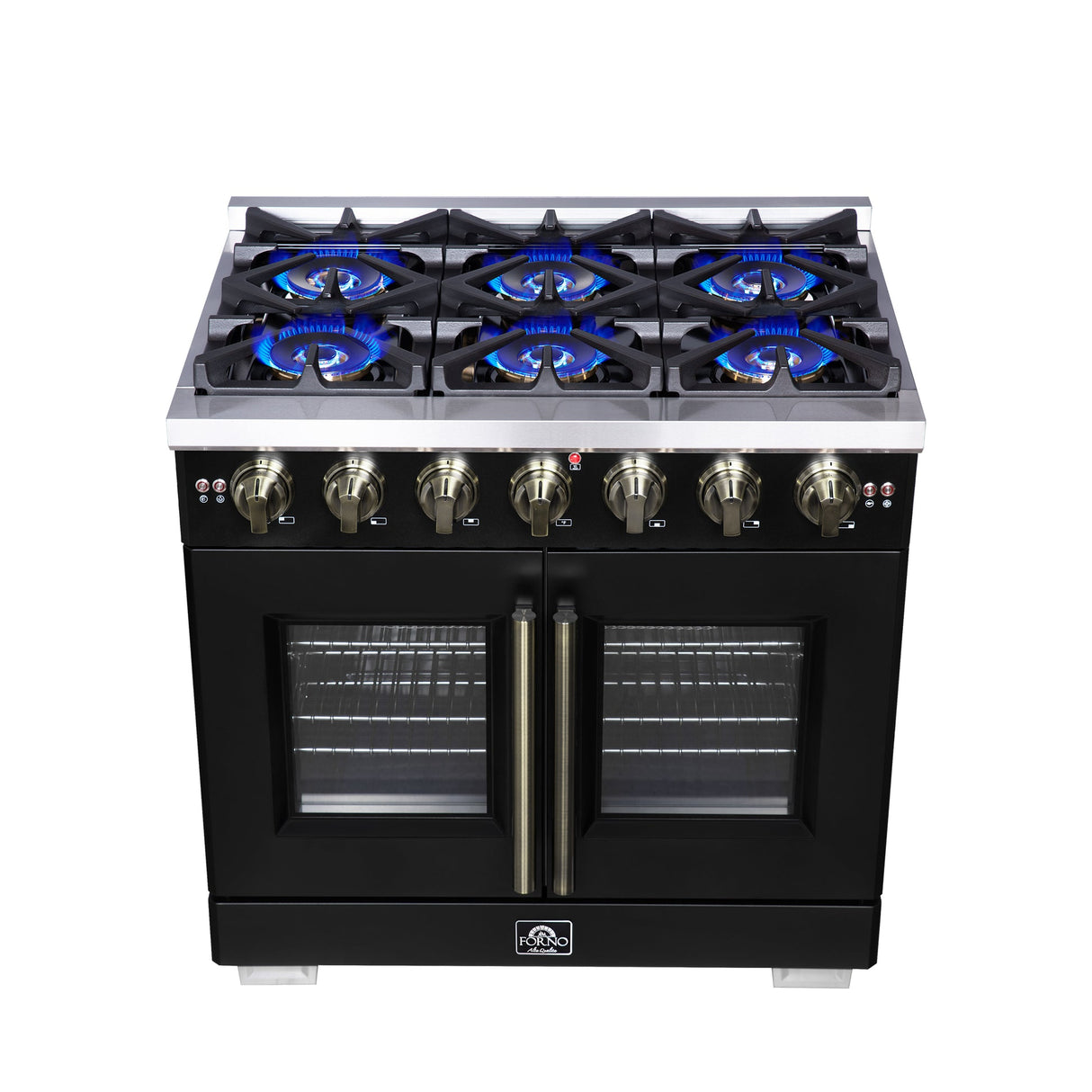 Forno Capriasca Freestanding French Door Gas Range, Convection Oven, Energy Efficient