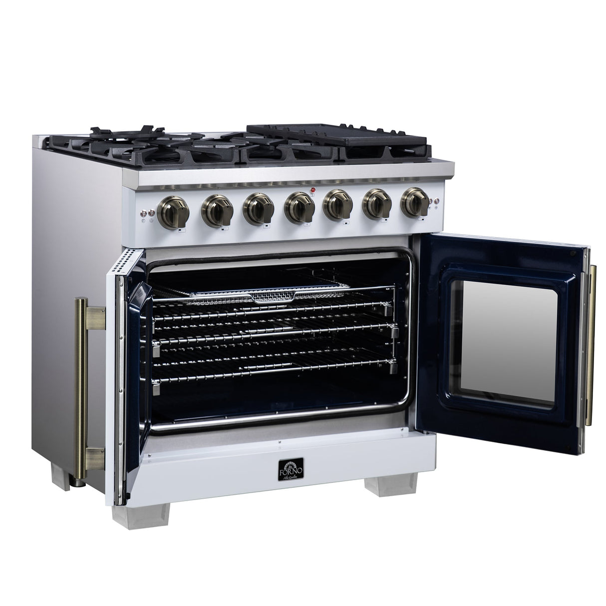Forno Capriasca Freestanding French Door Gas Range, Convection Oven, Energy Efficient