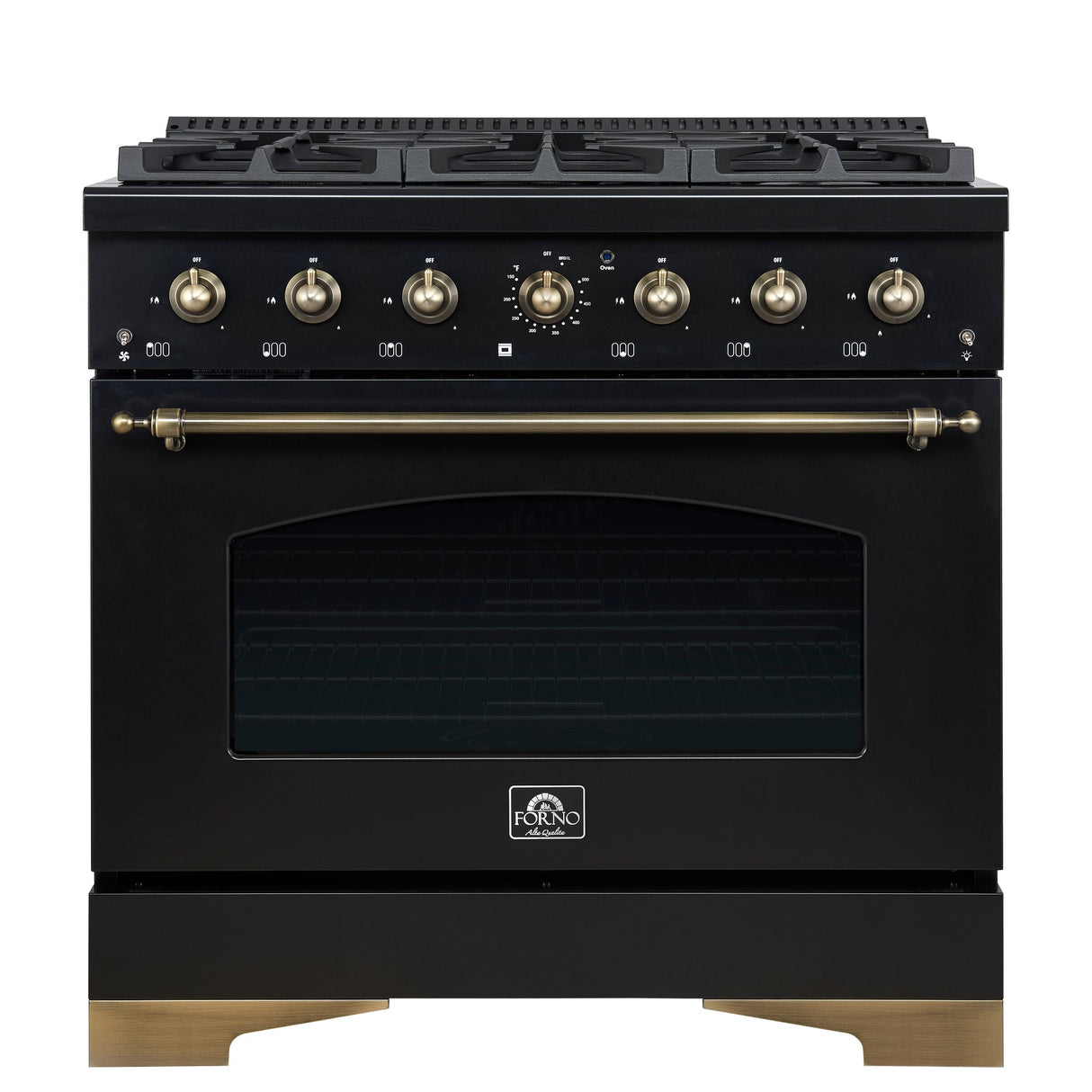 Forno Antico Freestanding Gas Range, Antique Brass Design, Convection Oven, Energy Efficient