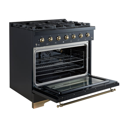 Forno Antico Freestanding Gas Range, Antique Brass Design, Convection Oven, Energy Efficient