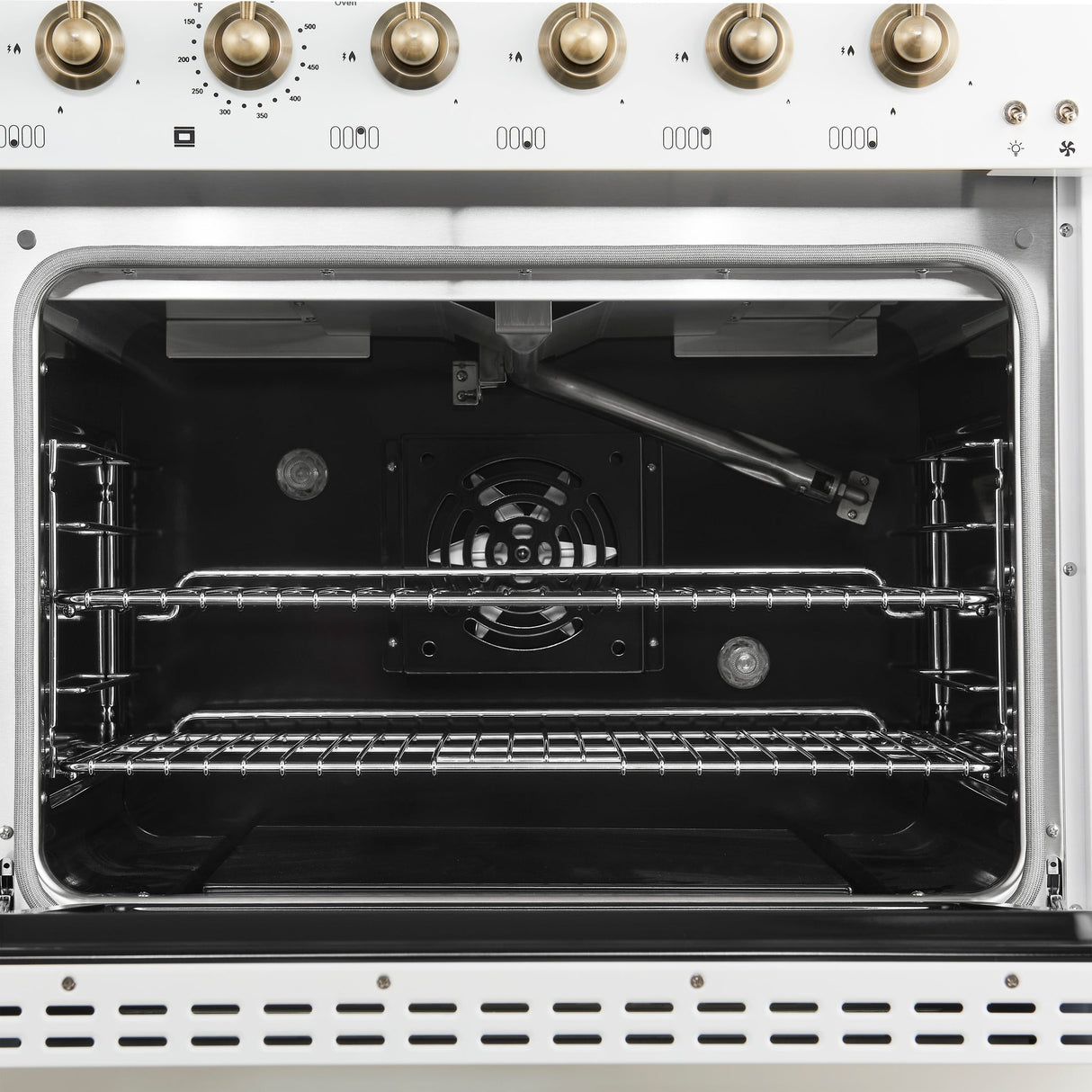 Forno Antico Freestanding Gas Range, Antique Brass Design, Convection Oven, Energy Efficient
