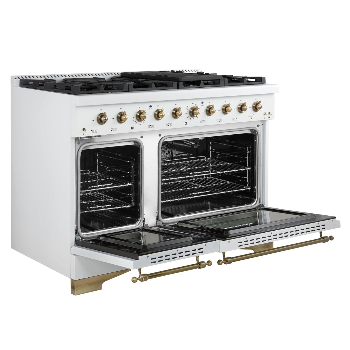 Forno Antico Freestanding Gas Range, Antique Brass Design, Convection Oven, Energy Efficient
