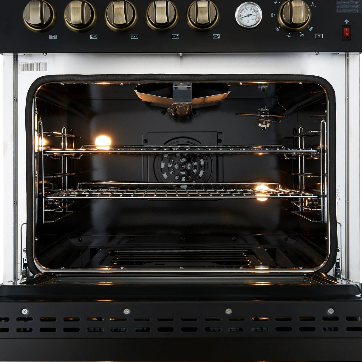 Forno Giovanni 30-inch Gas Range with Antique Brass Design, 5 Burners 67,000 BTU, 4.32 cu.ft. Convection Oven