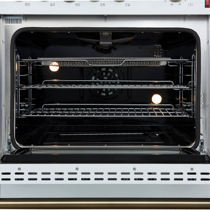 Forno Giovanni 30-inch Gas Range with Antique Brass Design, 5 Burners 67,000 BTU, 4.32 cu.ft. Convection Oven