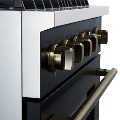 Forno Marco Gas Range with Antique Brass Design, Convection Oven