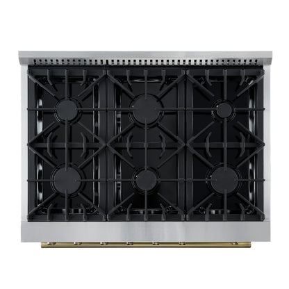 Forno Marco Gas Range with Antique Brass Design, Convection Oven