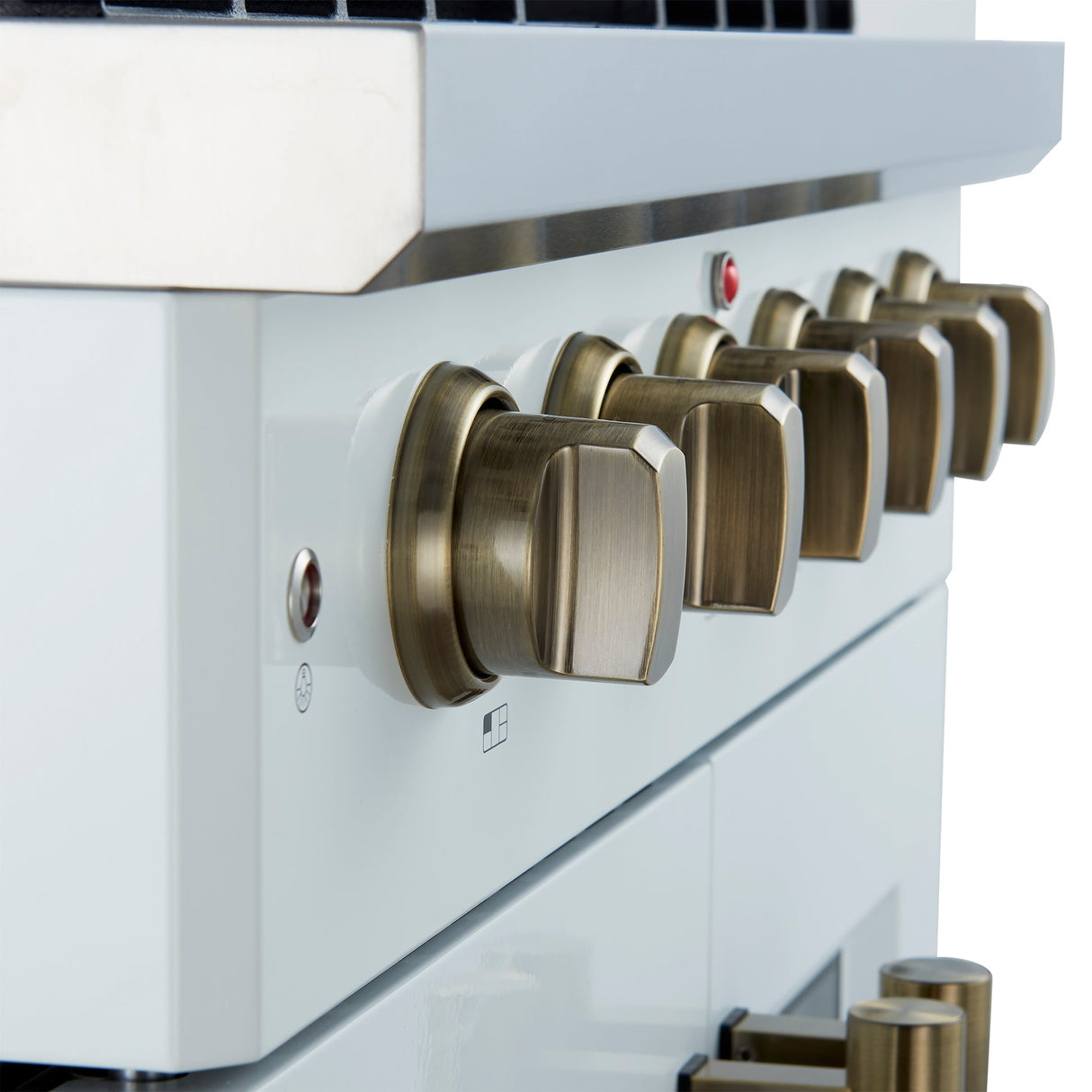 Forno Galiano French Door Gas Range with Antique Brass Design, Convection Oven