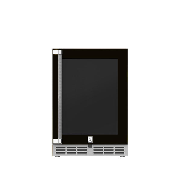 Hestan 24″ Left Hinged With Lock, Outdoor Undercounter Refrigerator (Glass Door) - GRGL24