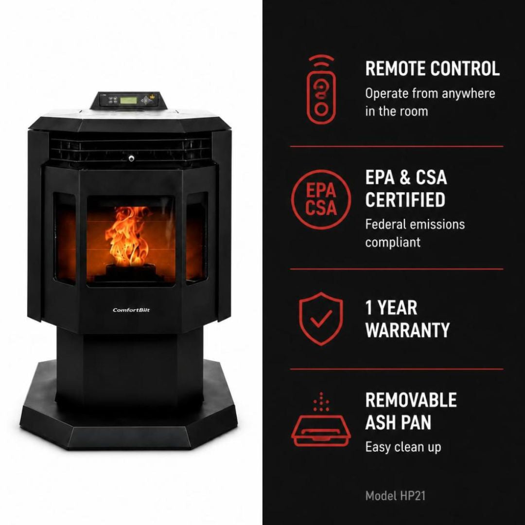 ComfortBilt HP21 24" Black Pellet Stove