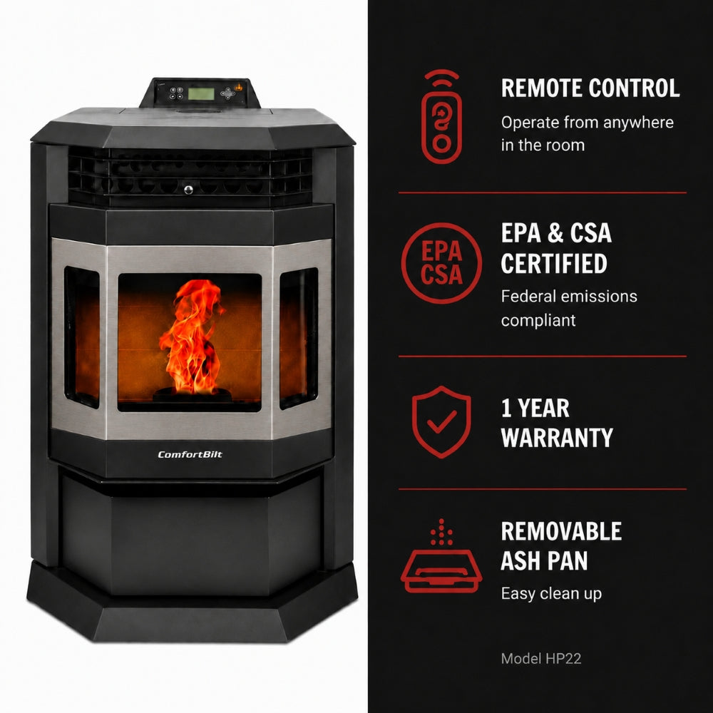 ComfortBilt HP22 24" Wood Pellet Stove with Stainless Steel Trim