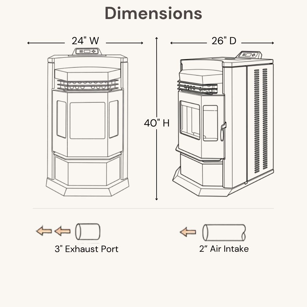ComfortBilt HP22-N 24" Wood Pellet Stove with Stainless Steel Trim