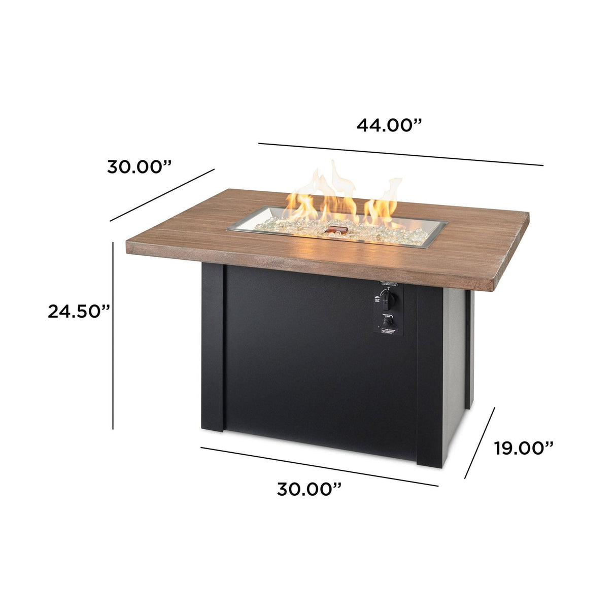 The Outdoor Greatroom Havenwood 44" Rectangular Gas Fire Pit Table - HWADG-1224-K