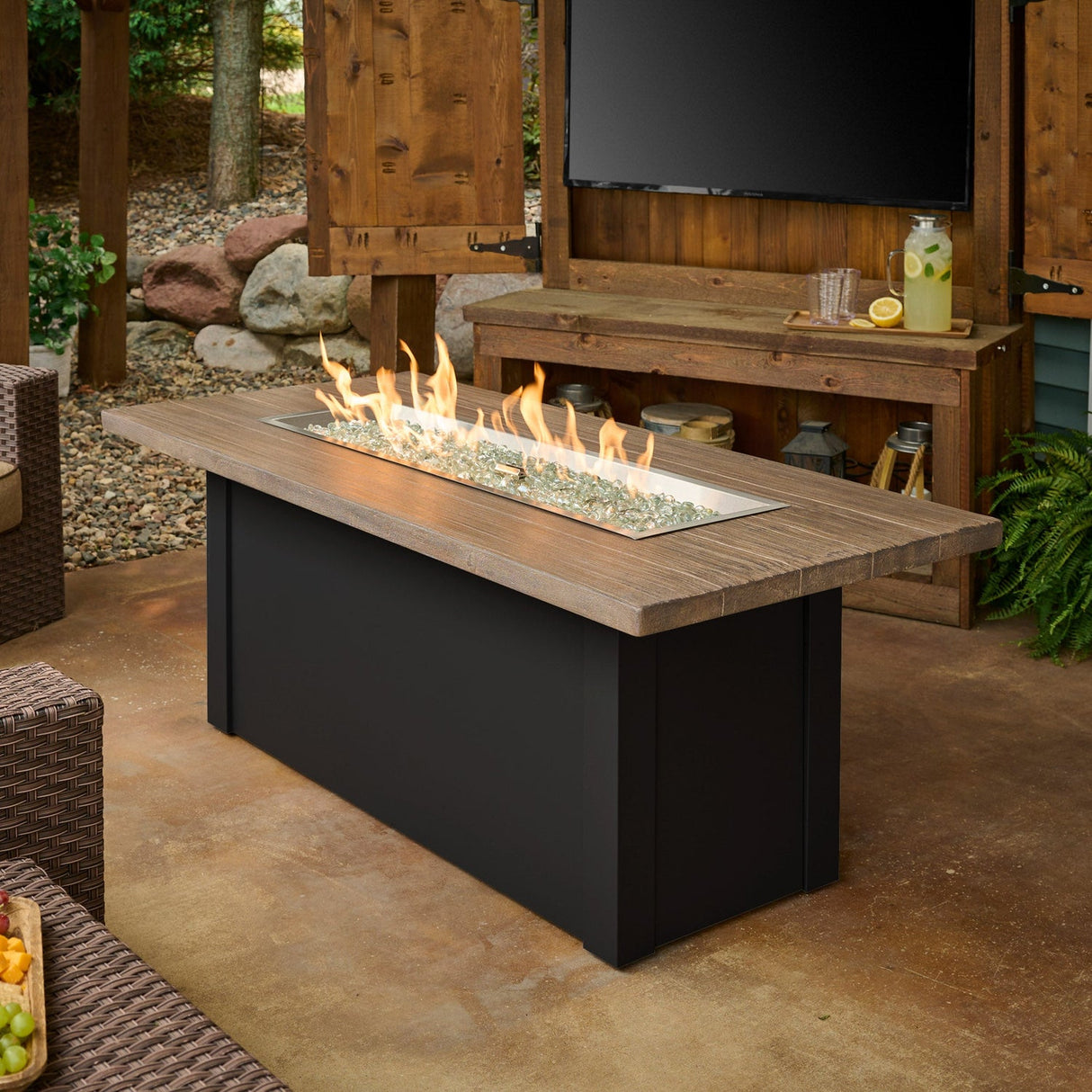 The Outdoor Greatroom Havenwood 62" Rectangular Gas Fire Pit Table - HWADG-1224-K