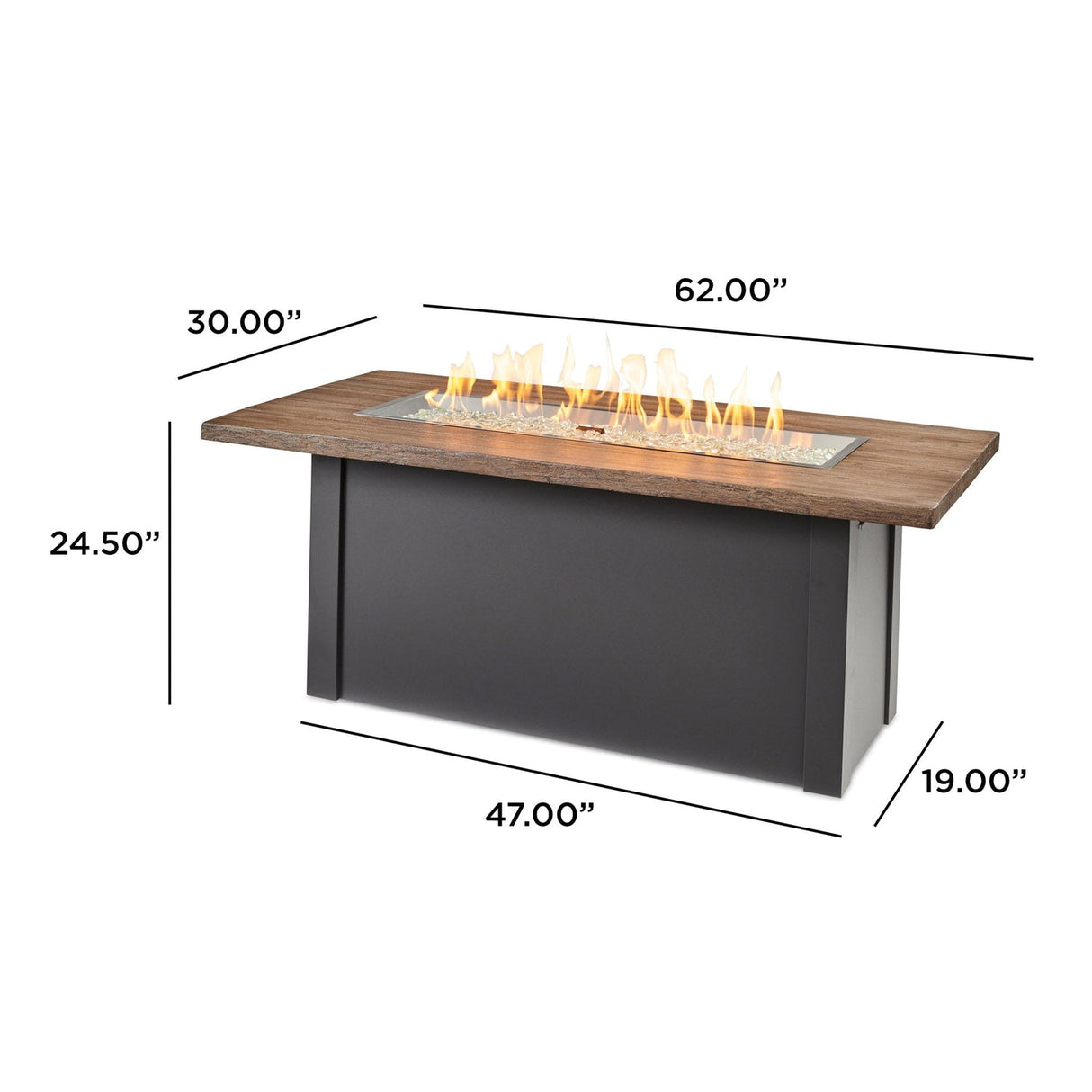 The Outdoor Greatroom Havenwood 62" Rectangular Gas Fire Pit Table - HWADG-1224-K