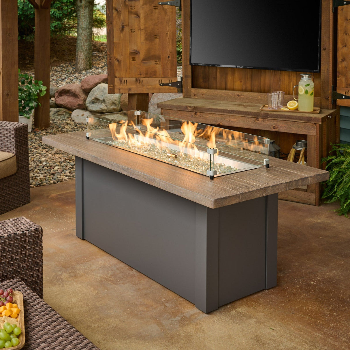 The Outdoor Greatroom Havenwood 62" Rectangular Gas Fire Pit Table - HWADG-1224-K