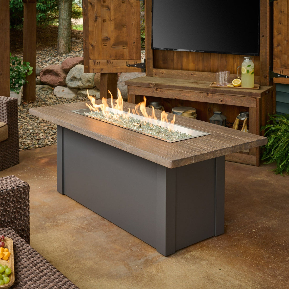 The Outdoor Greatroom Havenwood 62" Rectangular Gas Fire Pit Table - HWADG-1224-K