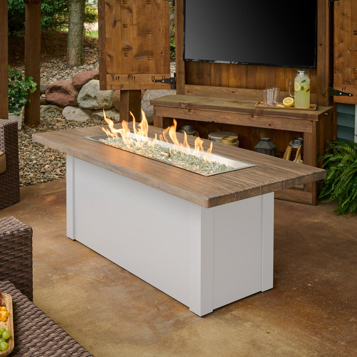 The Outdoor Greatroom Havenwood 62" Rectangular Gas Fire Pit Table - HWADG-1224-K