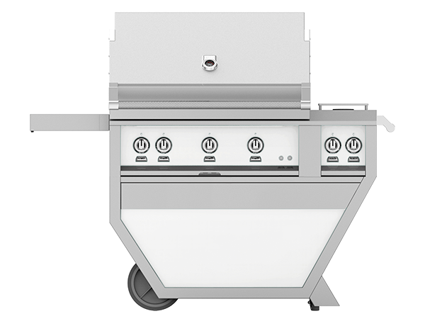 Hestan 36" Outdoor Built-In Grill with Deluxe Cart, 3-Trellis Burners, Double Side Burner & Rotisserie Kit - GABR36CX2