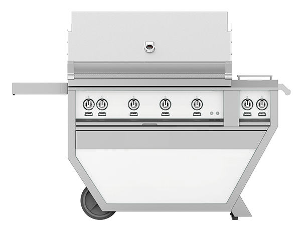 Hestan 42" Outdoor Built-In Grill with Deluxe Cart, 4-Trellis Burners, Double Side Burner & Rotisserie Kit - GABR42CX2