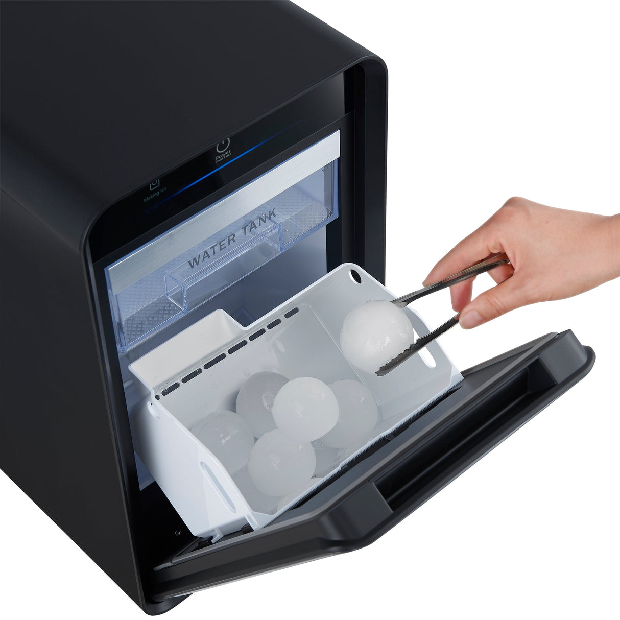 Forno Sferico 11" Ice Maker, Black – 32 Clear Slow-Melting Ice Spheres Daily, 10+ Ball Storage