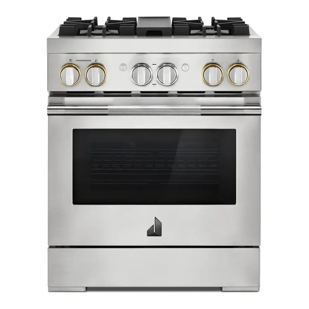 JennAir RISE 30 inch Smart Dual-Fuel Professional Range with 4.1 cu. ft. capacity, 4 Burners, Remote Access, Dual-Stacked PowerBurners in Stainless Steel, JDRP430HL
