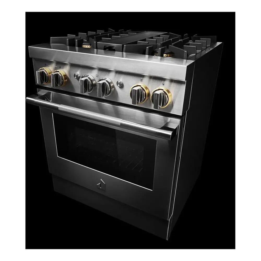 JennAir RISE 30 inch Smart Dual-Fuel Professional Range with 4.1 cu. ft. capacity, 4 Burners, Remote Access, Dual-Stacked PowerBurners in Stainless Steel, JDRP430HL