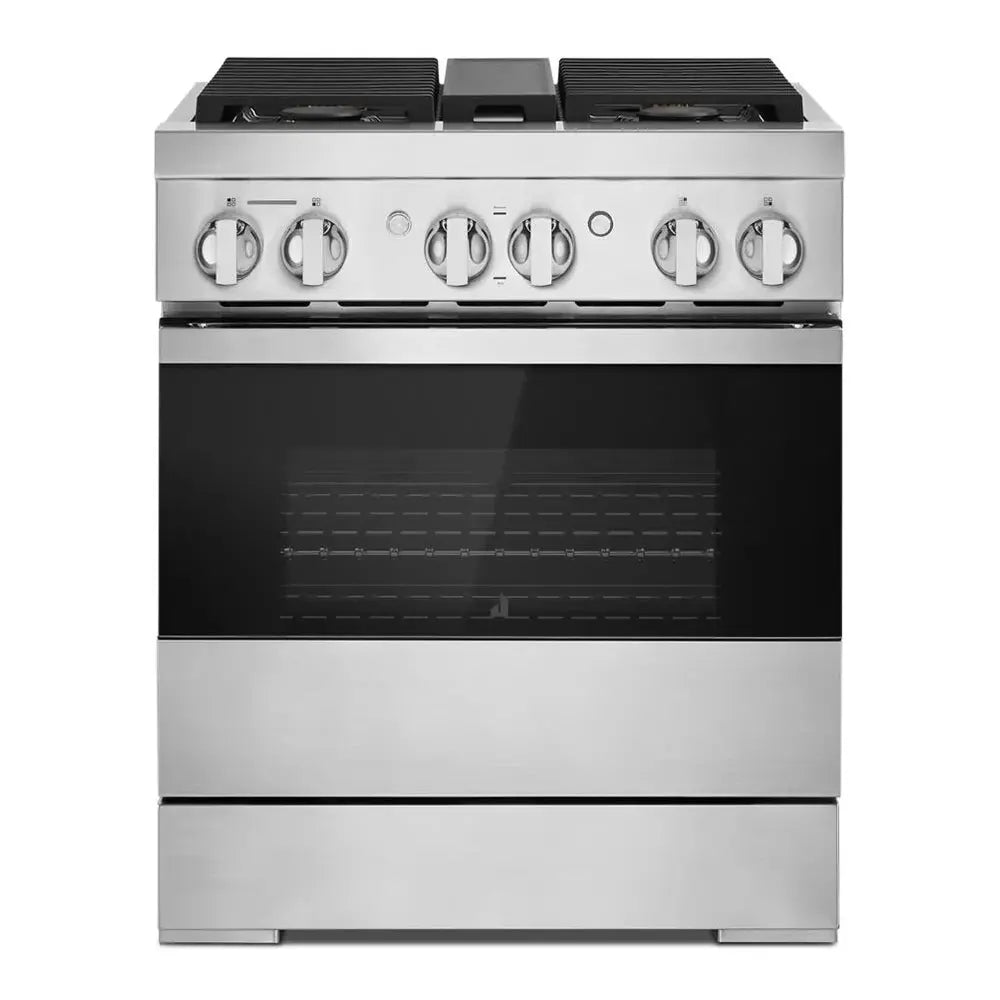 JennAir NOIR 30 inch Smart Dual-Fuel Professional Range with 4.1 cu. ft. capacity, 4 Burners, Remote Access, Dual-Stacked PowerBurners in Stainless Steel, JDRP430HM