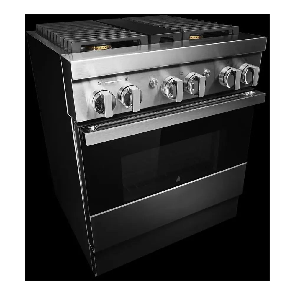 JennAir NOIR 30 inch Smart Dual-Fuel Professional Range with 4.1 cu. ft. capacity, 4 Burners, Remote Access, Dual-Stacked PowerBurners in Stainless Steel, JDRP430HM