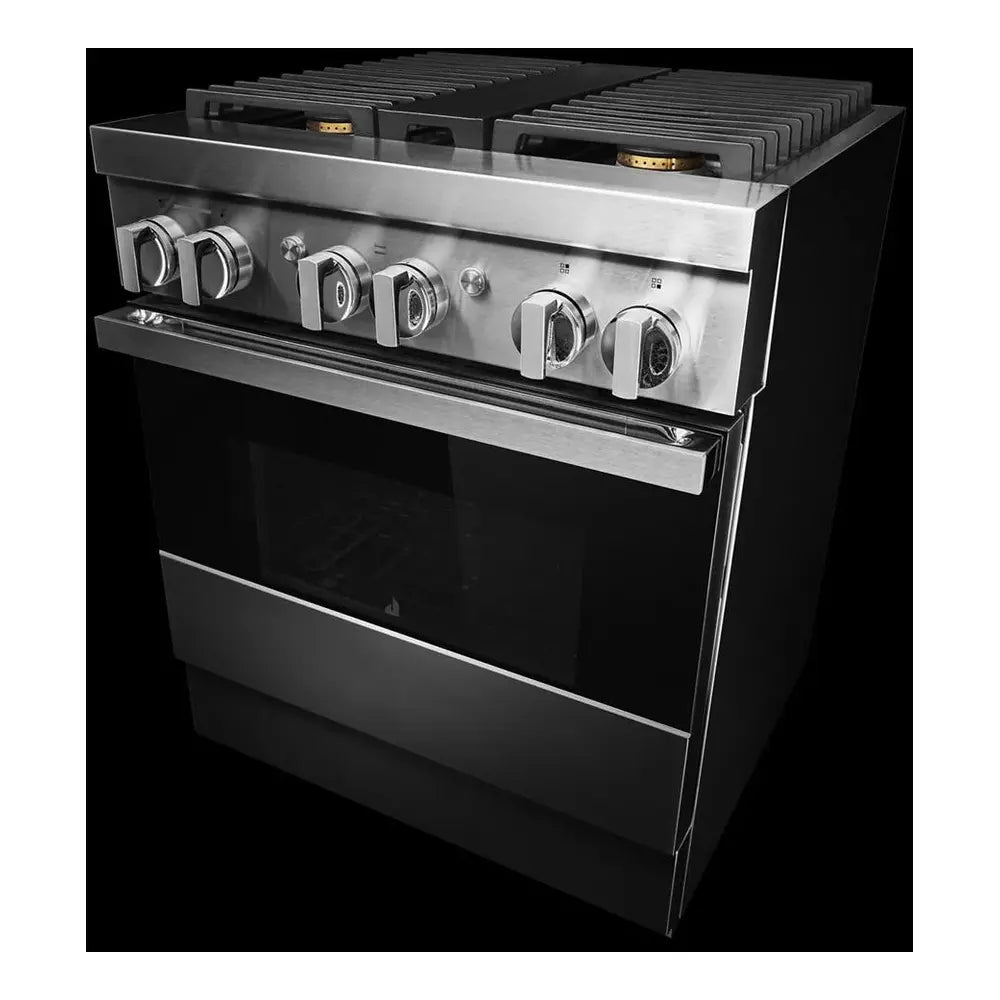 JennAir NOIR 30 inch Smart Dual-Fuel Professional Range with 4.1 cu. ft. capacity, 4 Burners, Remote Access, Dual-Stacked PowerBurners in Stainless Steel, JDRP430HM