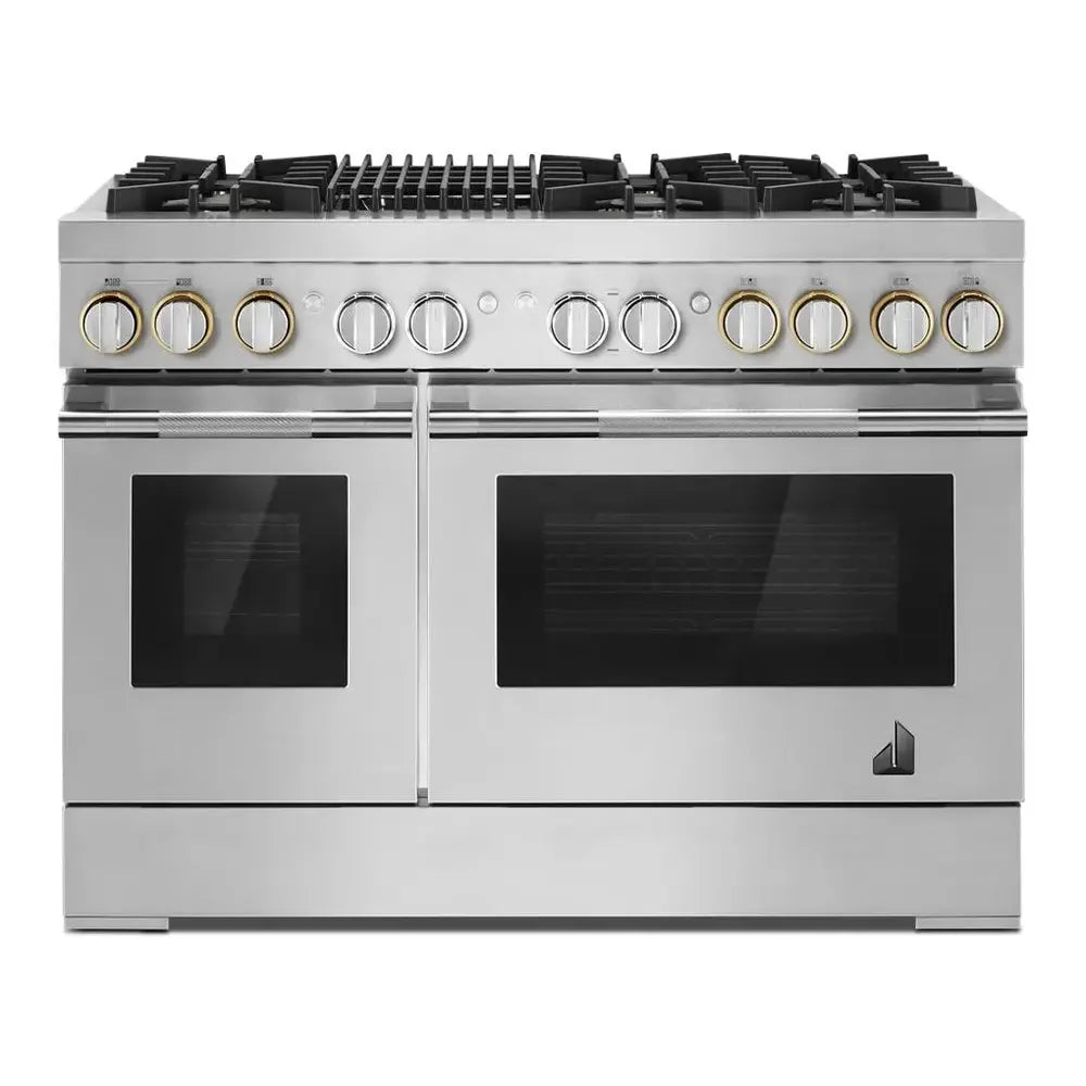 JennAir RISE 48 inch Smart Dual Fuel Professional Range with 6.3 cu. ft. Total Capacity, 6 Burners, Grill, Dual-Fan Convection and Sabbath Mode in Stainless Steel, JDRP648HL