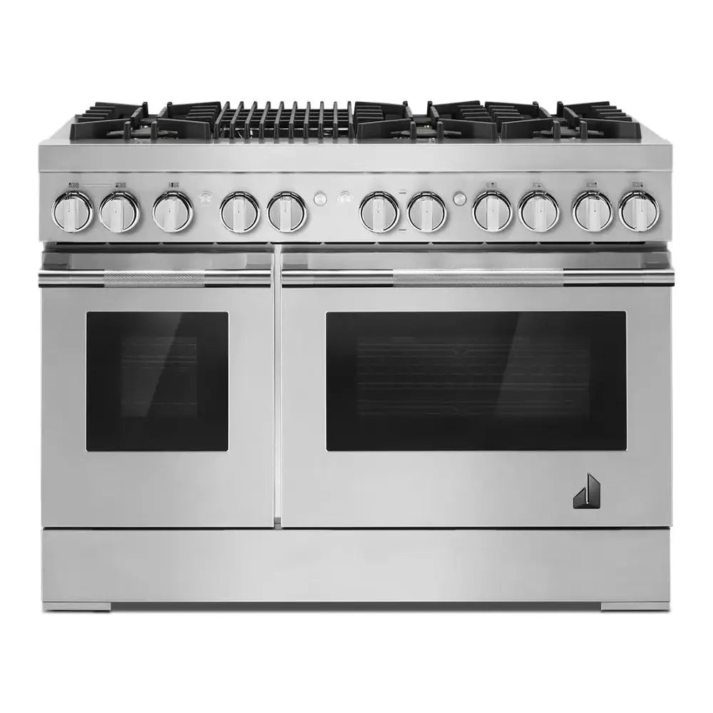 JennAir RISE 48 inch Smart Dual Fuel Professional Range with 6.3 cu. ft. Total Capacity, 6 Burners, Grill, Dual-Fan Convection and Sabbath Mode in Stainless Steel, JDRP648HL