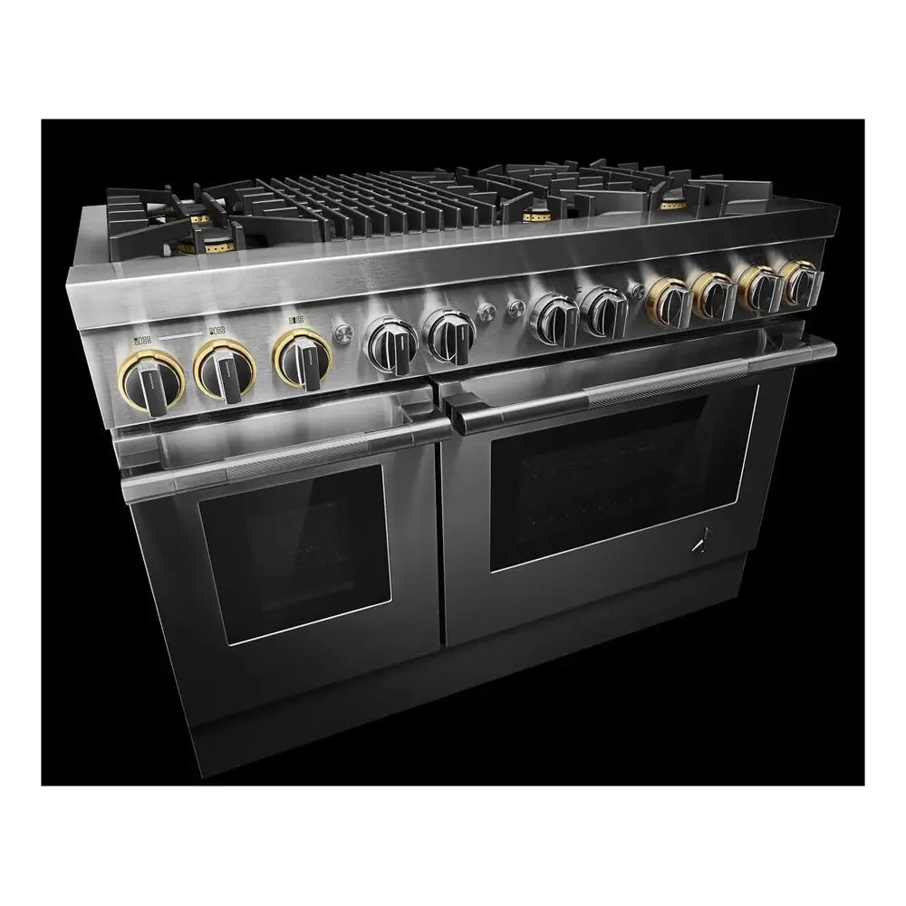 JennAir RISE 48 inch Smart Dual Fuel Professional Range with 6.3 cu. ft. Total Capacity, 6 Burners, Grill, Dual-Fan Convection and Sabbath Mode in Stainless Steel, JDRP648HL