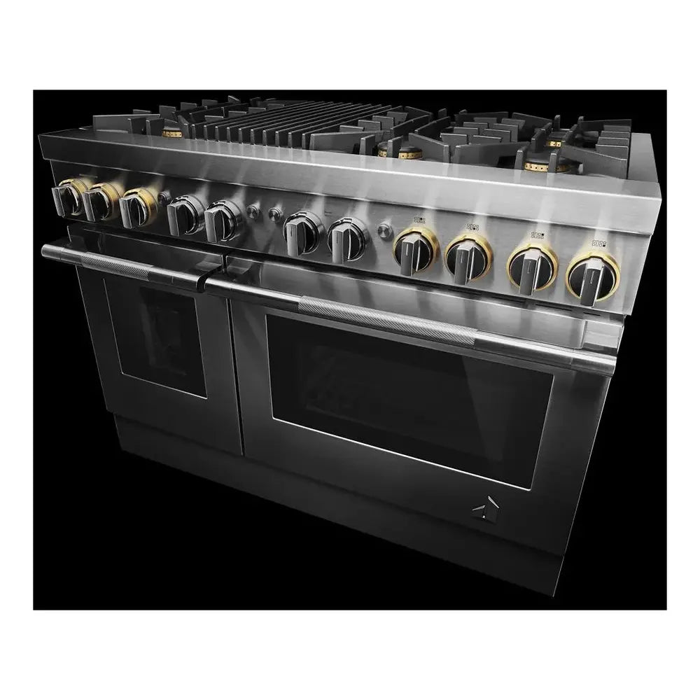 JennAir RISE 48 inch Smart Dual Fuel Professional Range with 6.3 cu. ft. Total Capacity, 6 Burners, Grill, Dual-Fan Convection and Sabbath Mode in Stainless Steel, JDRP648HL