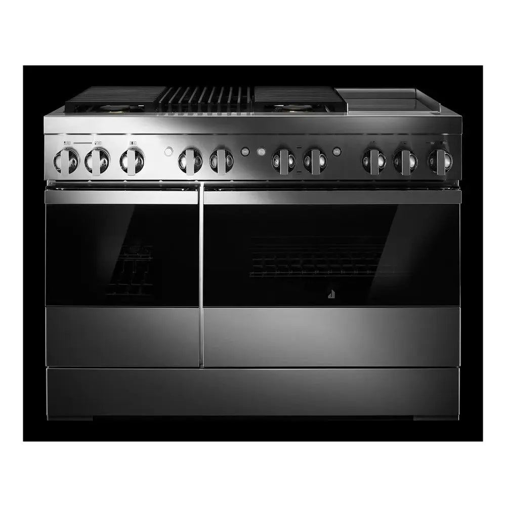 JennAir NOIR 48 inch Dual Fuel Professional Range with 4 Sealed Burners, Griddle, Grill, 6.3 cu. ft. Total Oven Capacity, Dual-Fan True Convection, in Stainless Steel, JDRP748HM