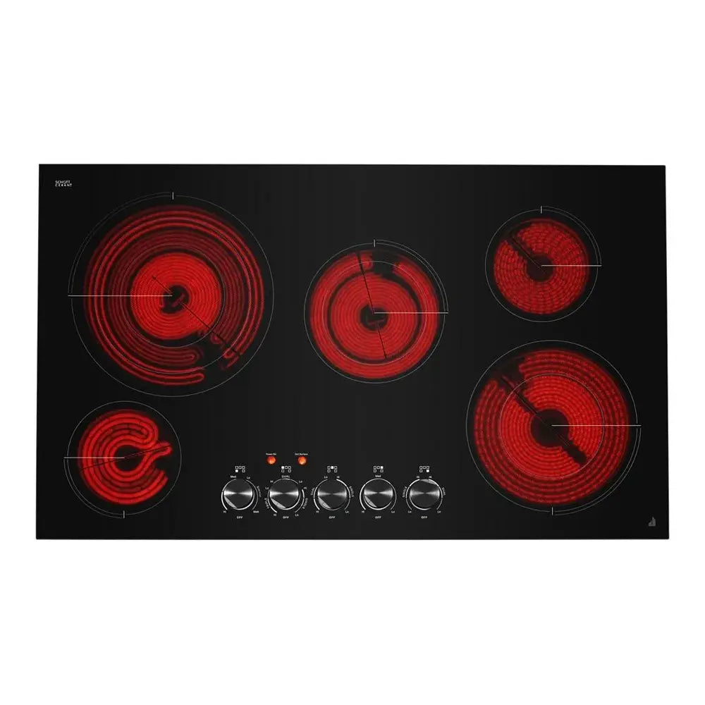 JennAir 36 inch Electric Radiant Cooktop with 5 Elements, Halo-Effect Knobs, Simmer Function, Melt Function, Hot Surface Indicators, ADA Compliant, JEC3536H*