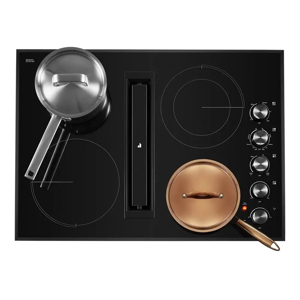 JennAir 30 inch Electric Downdraft Cooktop with 4 Elements, Perimetric Extraction, DuraFinish Glass Protection, and Hot Surface Indicator Light, JED3430G*