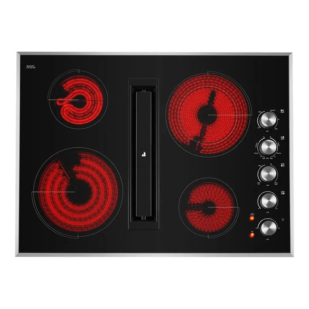 JennAir 30 inch Electric Downdraft Cooktop with 4 Elements, Perimetric Extraction, DuraFinish Glass Protection, and Hot Surface Indicator Light, JED3430G*