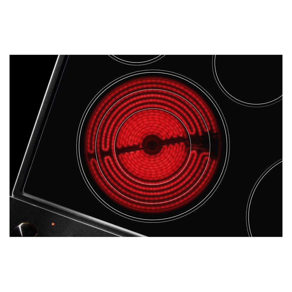 JennAir RISE 30 inch Electric Slide-In Range with 5 Elements, 6.8 cu. ft. Oven Capacity, Die-Cast Metal Knobs, Baking Drawer, Air Fry, AquaLift Self-Cleaning Technology, in Stainless Steel, JES1450ML