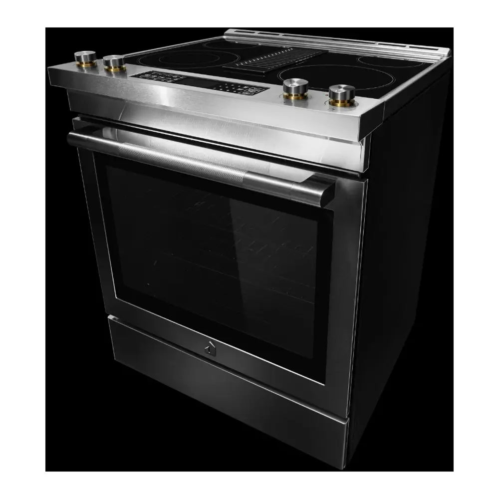 JennAir RISE 30 inch Slide-In Electric Range with Downdraft Ventilation, 4 Elements, 6.2 cu. ft. Oven Capacity with True Convection, Air Fry, AquaLift Self-Cleaning Technology, in Stainless Steel JES1750ML